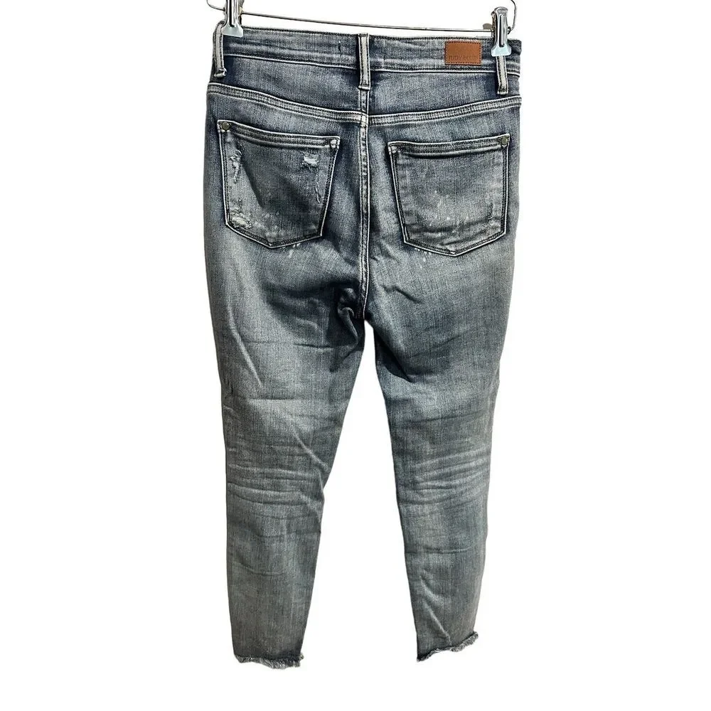 Judy Blue‎ Womens Jeans 3/26 Skinny Fit Distressed Button Fly Denim 30x27